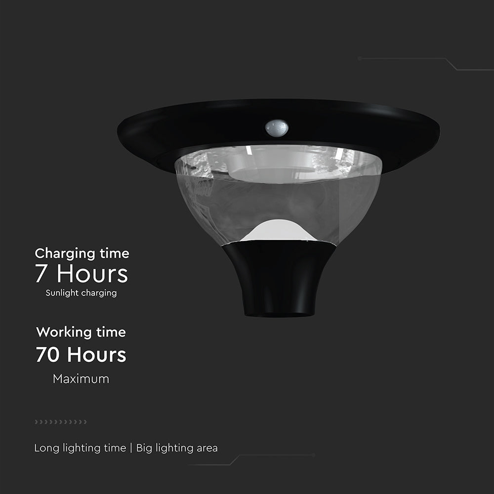 15W Ogrodowa Lampa Solarna z czujnikiem ruchu / Barwa:3w1 / Obudowa: Czarna
