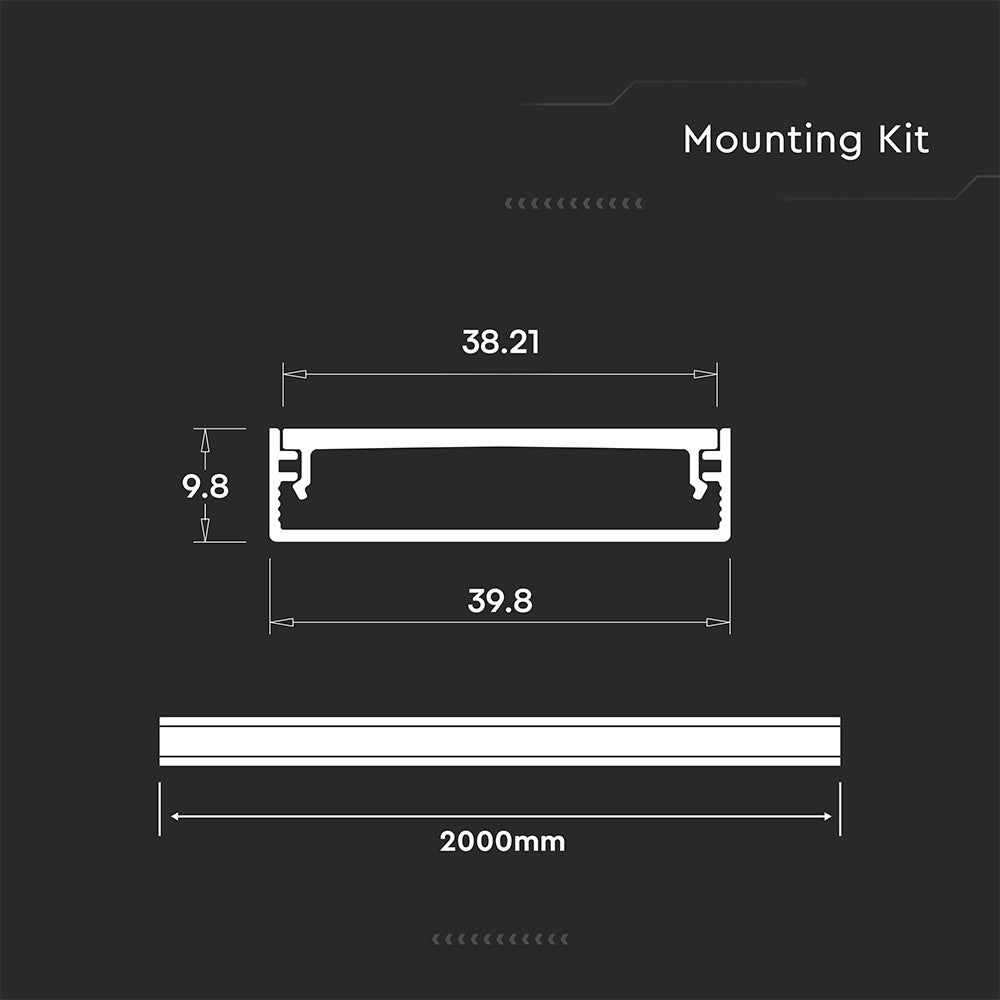Profil Aluminiowy do paska LED na powierzchniowy / 2000x40x10mm / Kolor: Aluminium