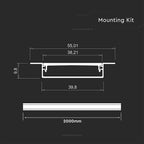 Profil Aluminiowy do paska LED na wpuszczany / 2000x40x10mm / Kolor: Aluminium