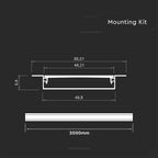 Profil Aluminiowy do paska LED na wpuszczany / 2000x50x10mm / Kolor: Aluminium