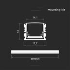Profil Aluminiowy do paska LED na powierzchniowy / 2000x17x14mm / Kolor: Aluminium