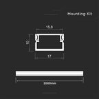 Profil Aluminiowy do paska LED na powierzchniowy / 2000x17x10mm / Kolor: Aluminium