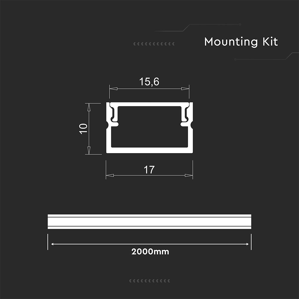 Profil Aluminiowy do paska LED na powierzchniowy / 2000x17x10mm / Kolor: Aluminium