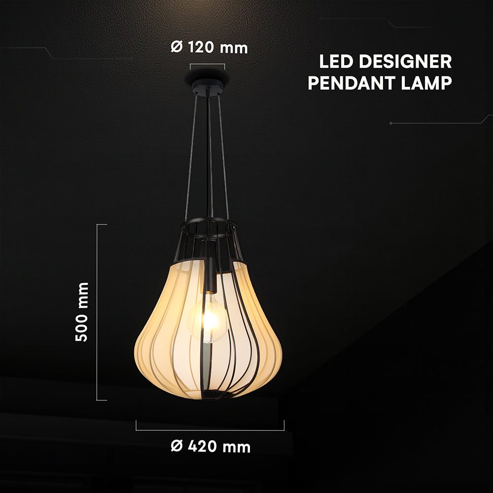 Lampa Wisząca / Gniazdo: E27 / Klosz: Siatka / Beżowy