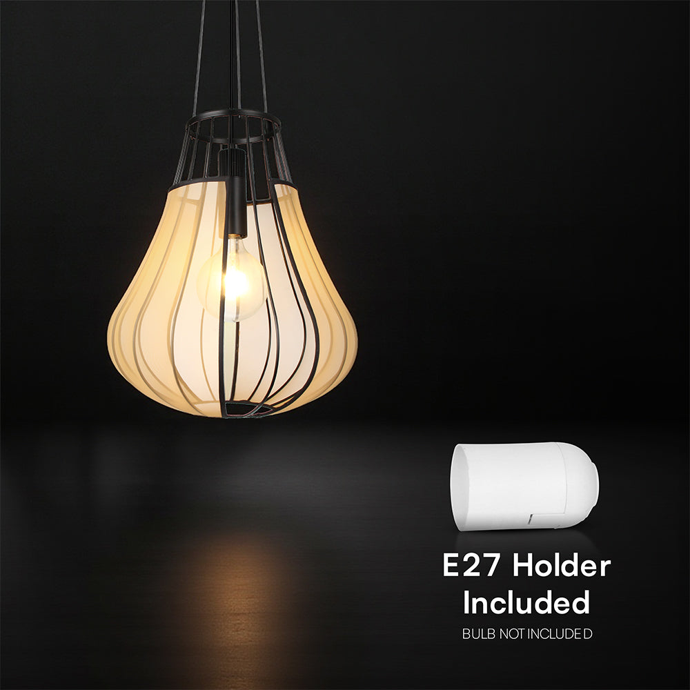 Lampa Wisząca / Gniazdo: E27 / Klosz: Siatka / Beżowy