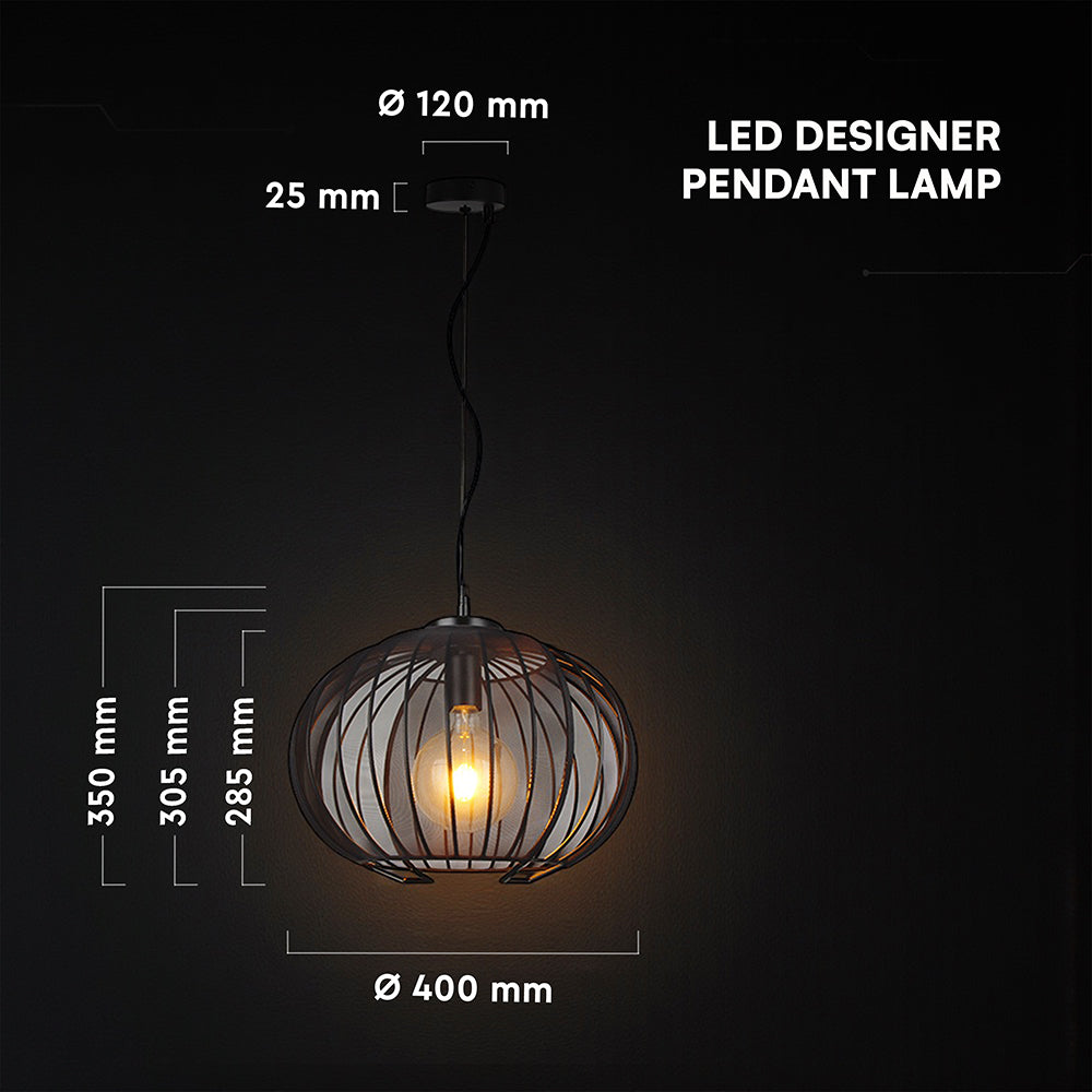 Lampa Wisząca E27 / Klosz: Drut / Kolor:Czarny