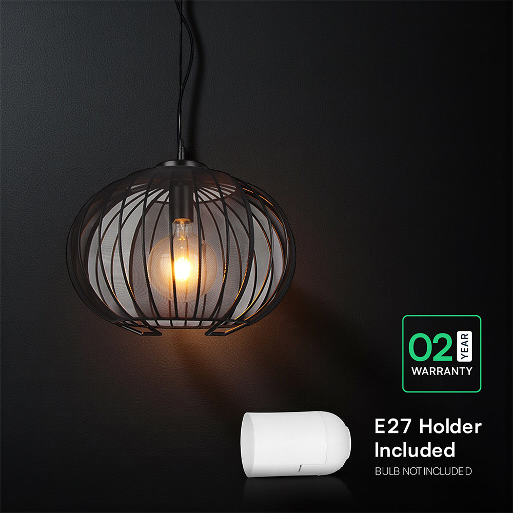Lampa Wisząca E27 / Klosz: Drut / Kolor:Czarny
