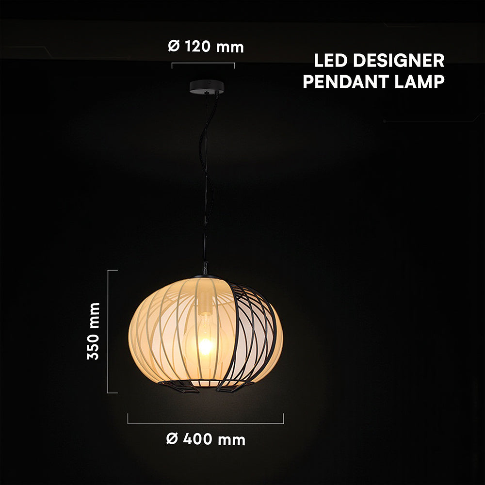 Lampa Wisząca / Gniazdo: E27 / Klosz: Siatka / Beżowy