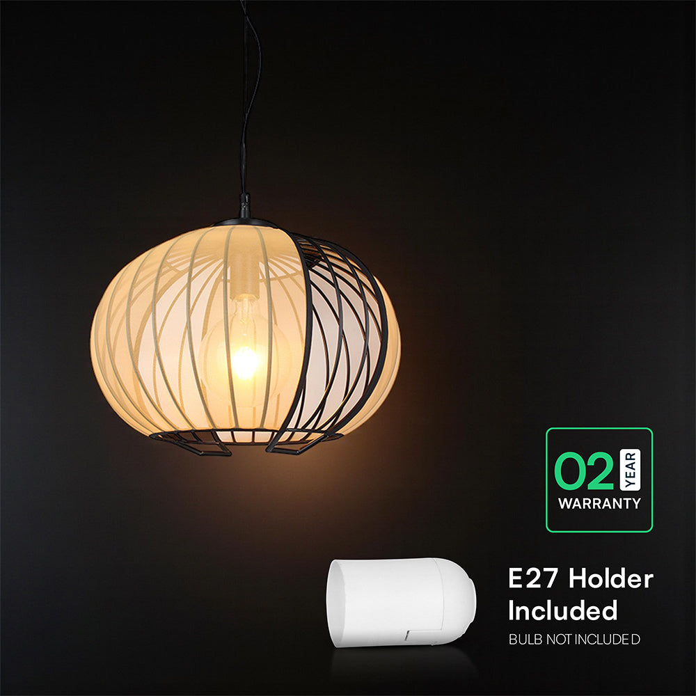 Lampa Wisząca / Gniazdo: E27 / Klosz: Siatka / Beżowy