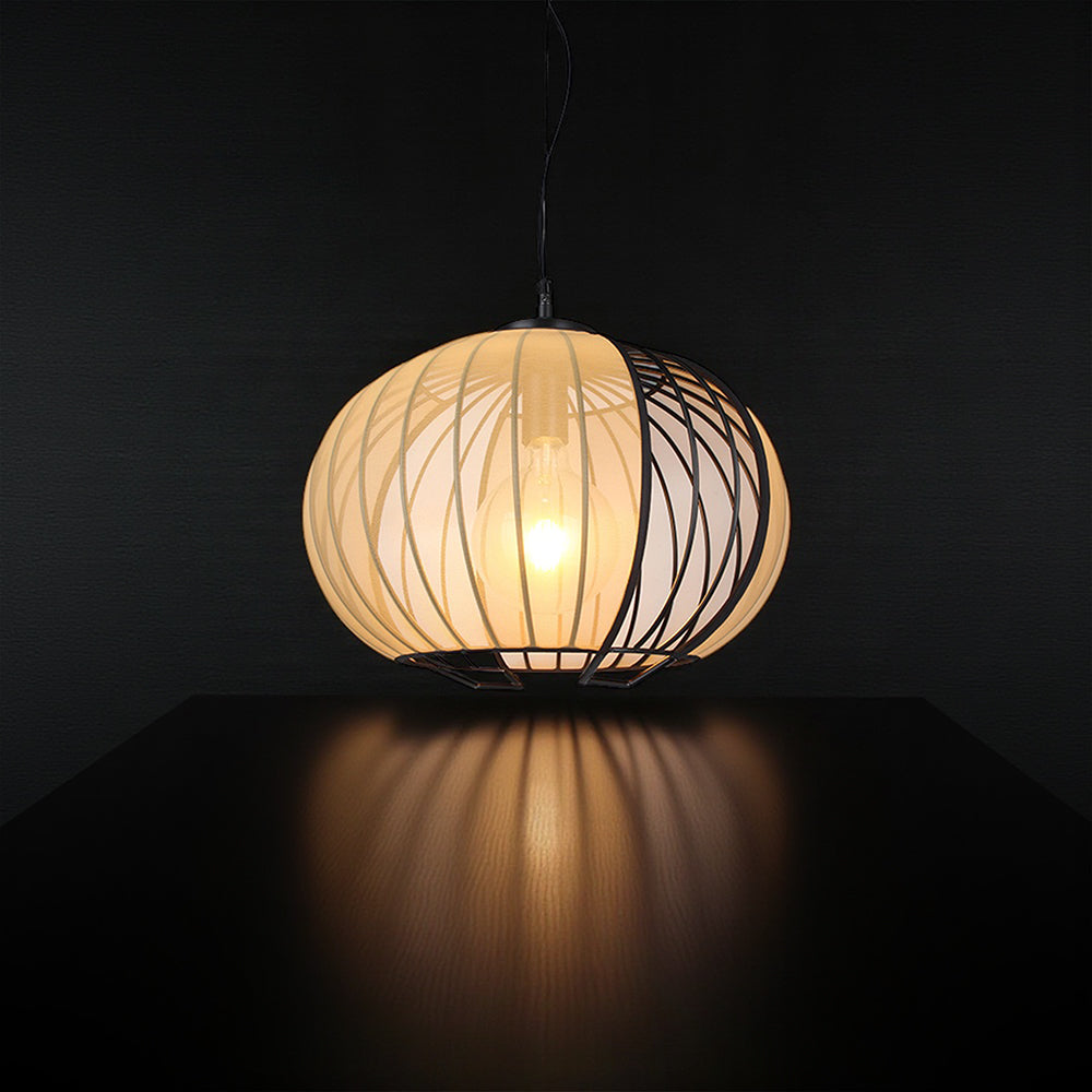 Lampa Wisząca / Gniazdo: E27 / Klosz: Siatka / Beżowy