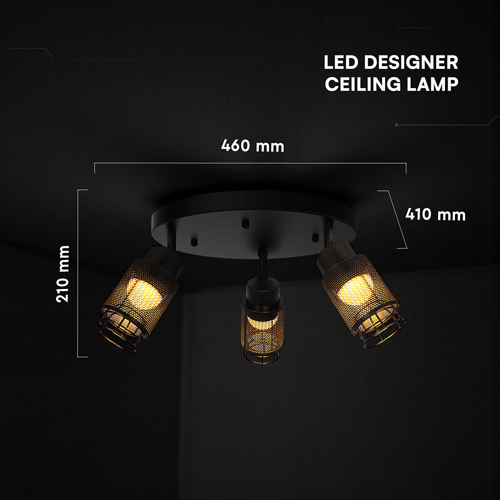 3x6W Dekoracyjna lampa sufitowa LED / Barwa: 3000K / Obudowa: Czarna / IP20