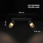 2x6W Dekoracyjna lampa sufitowa LED / Barwa: 3000K / Obudowa: Czarna / IP20