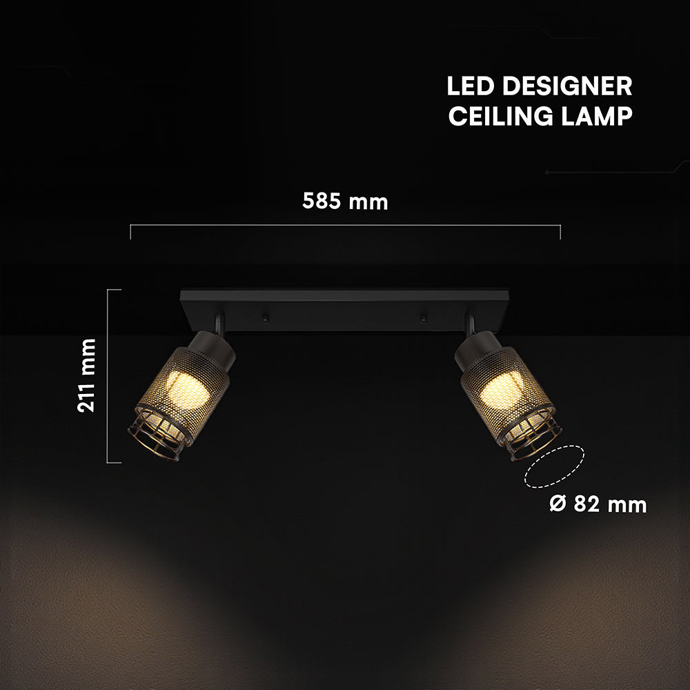 2x6W Dekoracyjna lampa sufitowa LED / Barwa: 3000K / Obudowa: Czarna / IP20