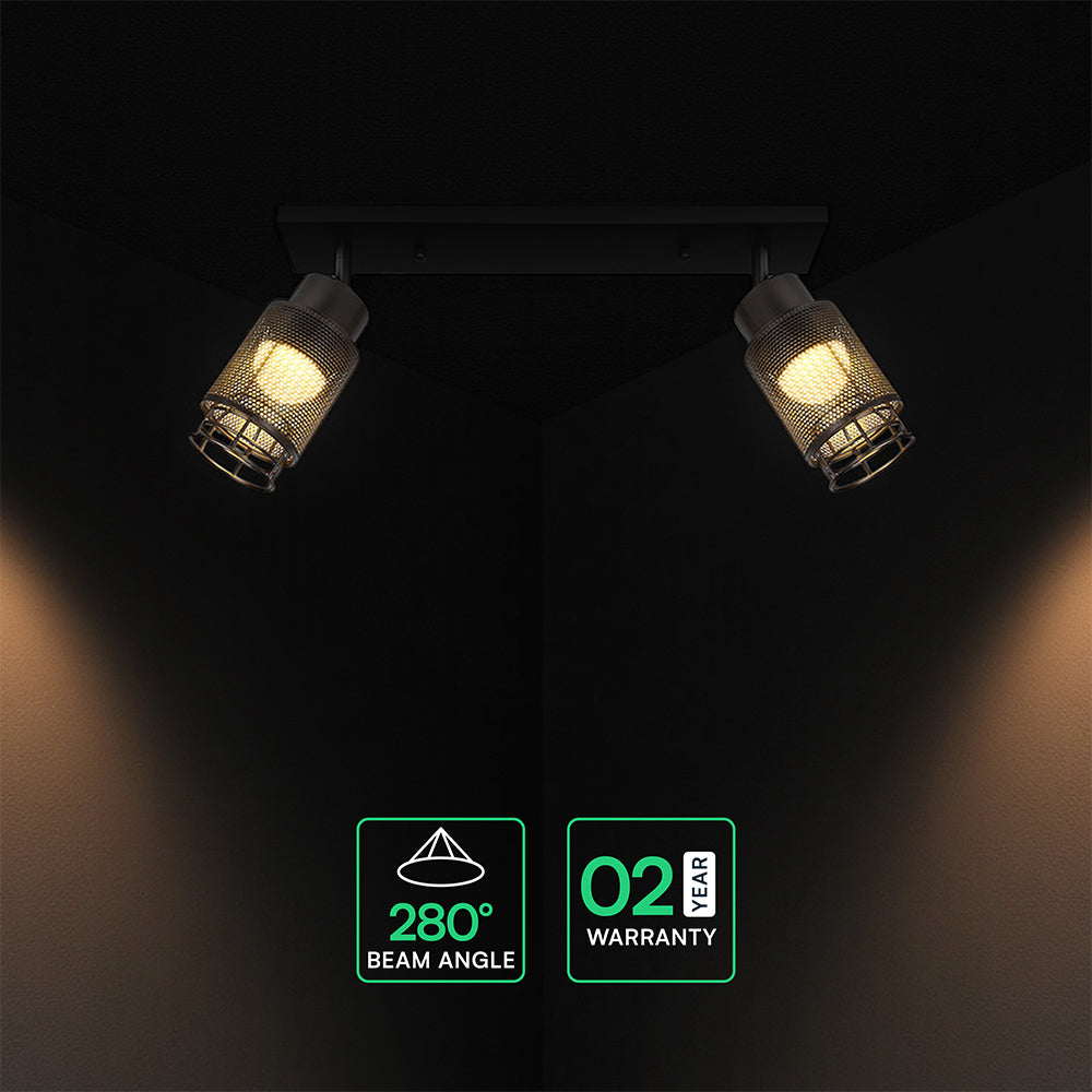2x6W Dekoracyjna lampa sufitowa LED / Barwa: 3000K / Obudowa: Czarna / IP20