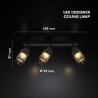 3x6W Dekoracyjna lampa sufitowa LED / Barwa: 3000K / Obudowa: Czarna / IP20