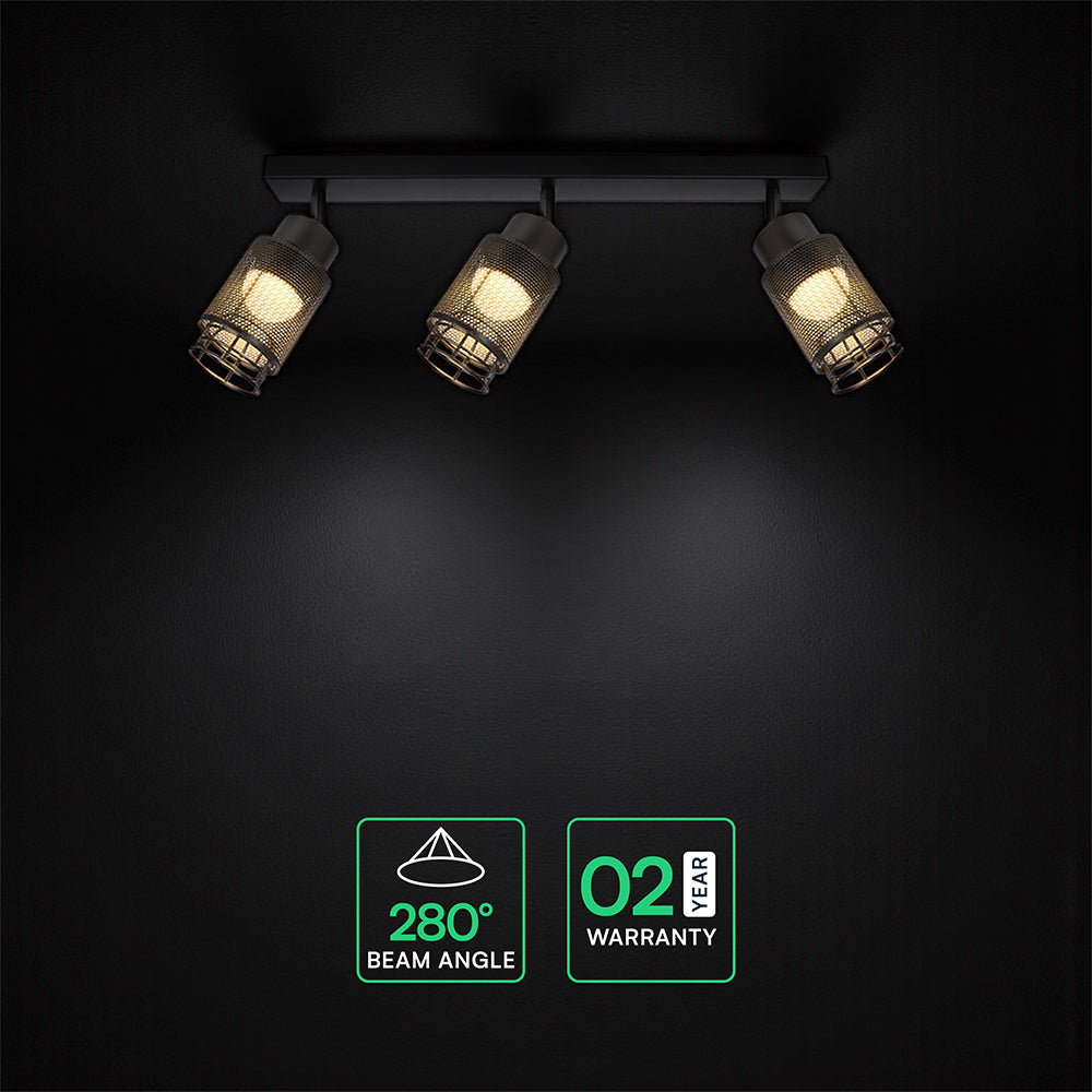 3x6W Dekoracyjna lampa sufitowa LED / Barwa: 3000K / Obudowa: Czarna / IP20