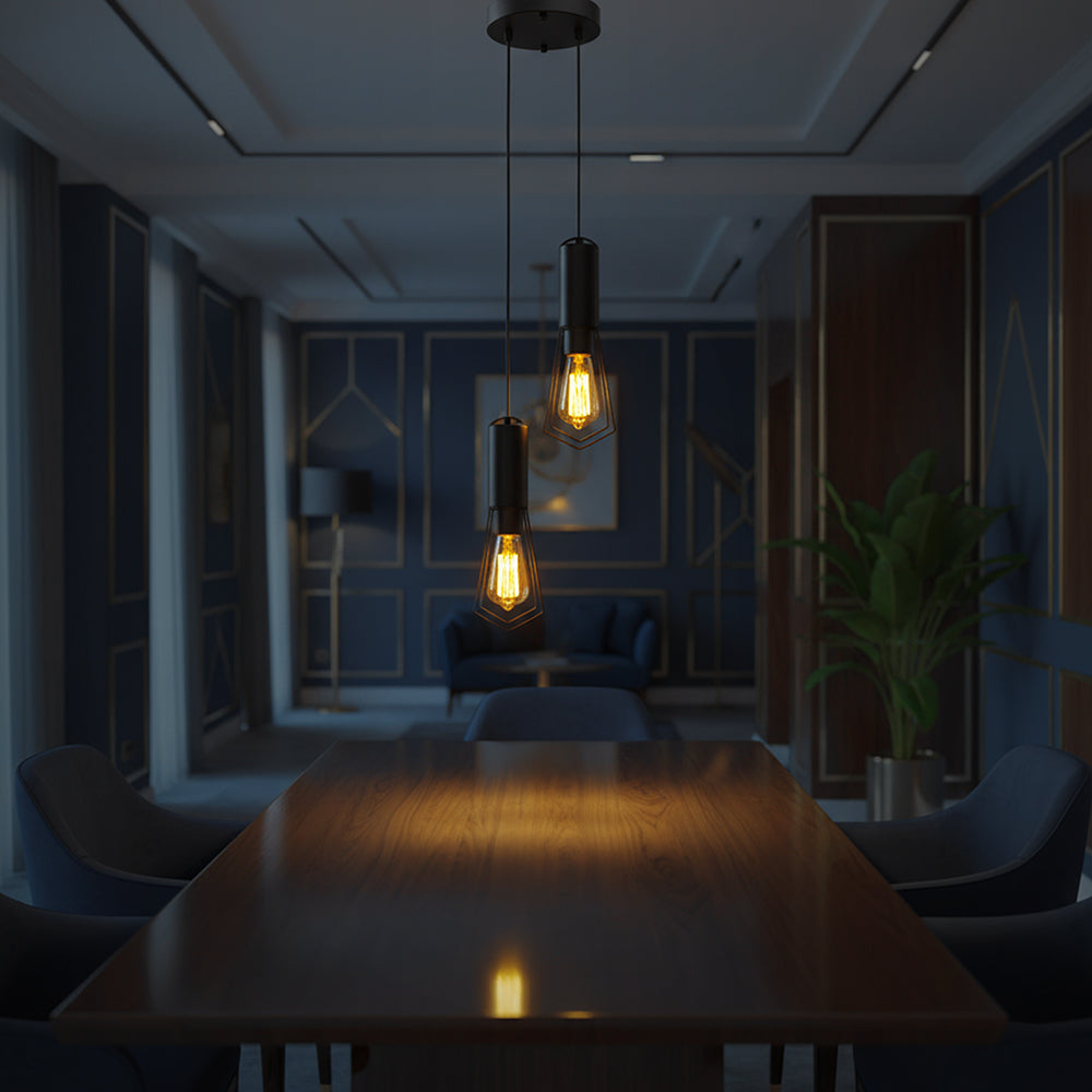 Lampa Wisząca / Gniazdo: 2xE27 / Klosz: Siatka / Czarny