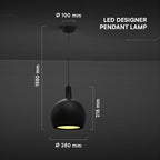 Lampa Wisząca / Gniazdo: E27 / Klosz: Kula / Czarny