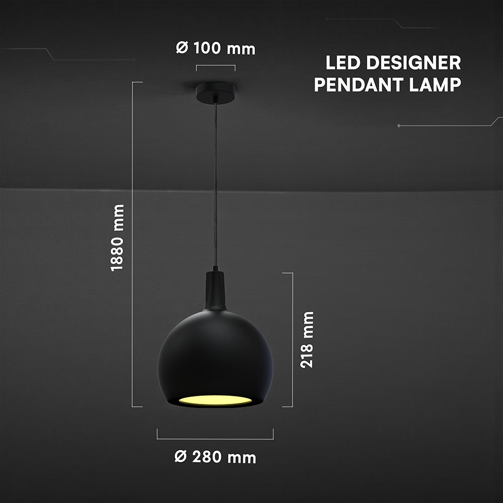 Lampa Wisząca / Gniazdo: E27 / Klosz: Kula / Czarny