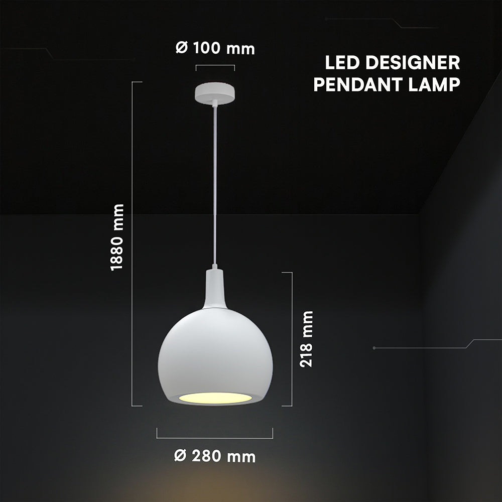 Lampa Wisząca / Gniazdo: E27 / Klosz: Kula / Biały