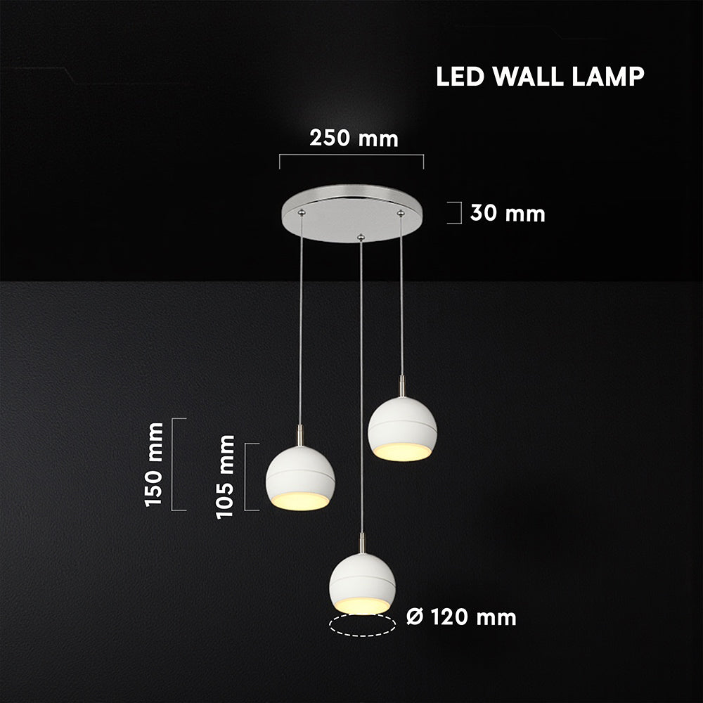 3x10W Dekoracyjna lampa sufitowa LED / Barwa: 3000K / Obudowa: Biała