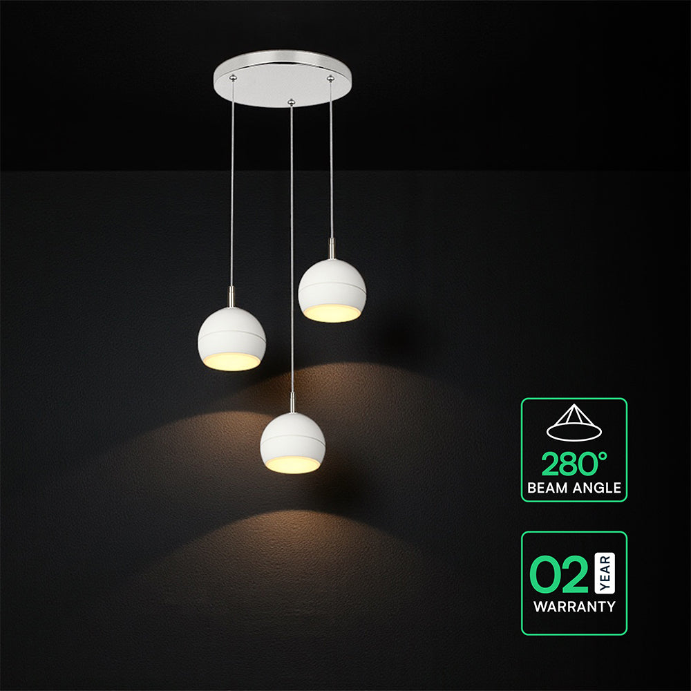 3x10W Dekoracyjna lampa sufitowa LED / Barwa: 3000K / Obudowa: Biała