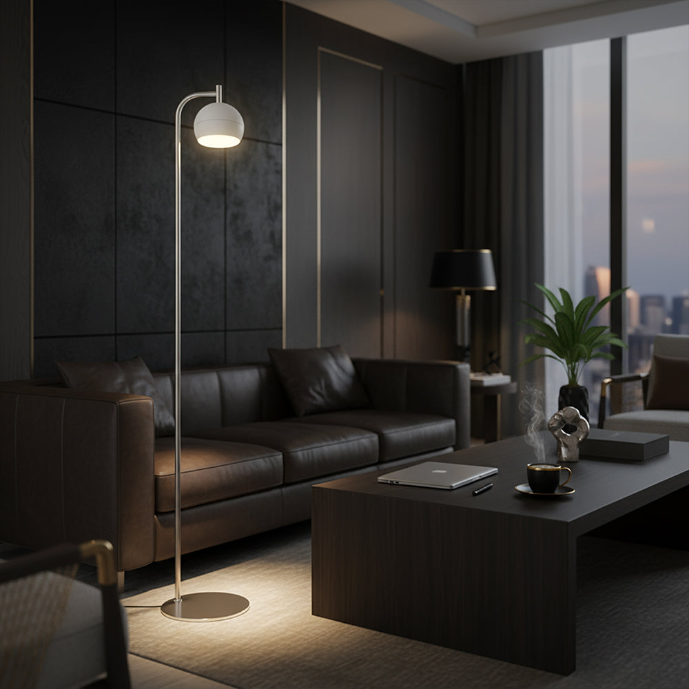 Lampa podłogowa / Barwa: 3000K / Klosz: Okrągły / Kolor: Biały