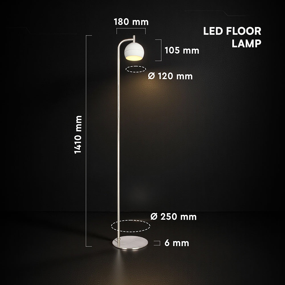 Lampa podłogowa / Barwa: 3000K / Klosz: Okrągły / Kolor: Biały