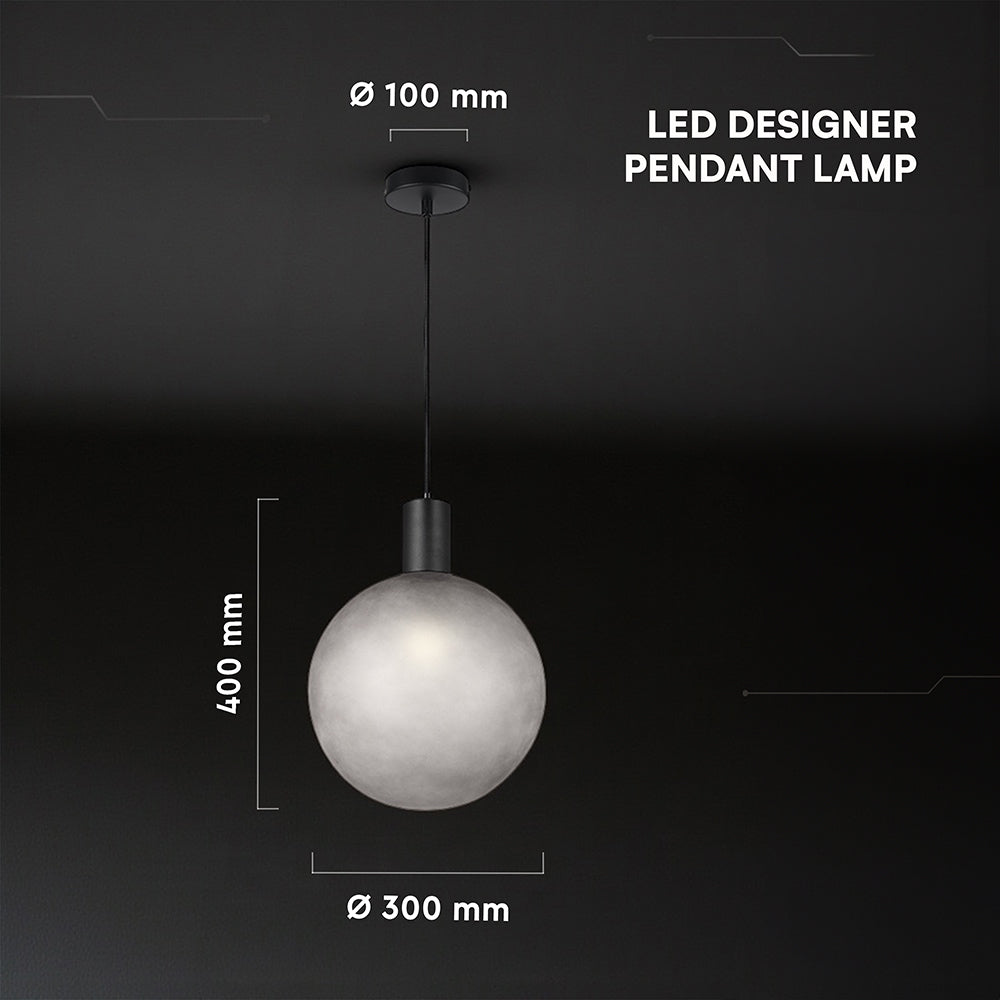 Lampa Wisząca / Gniazdo: E27 / Klosz: Kula / Szary + Czarny