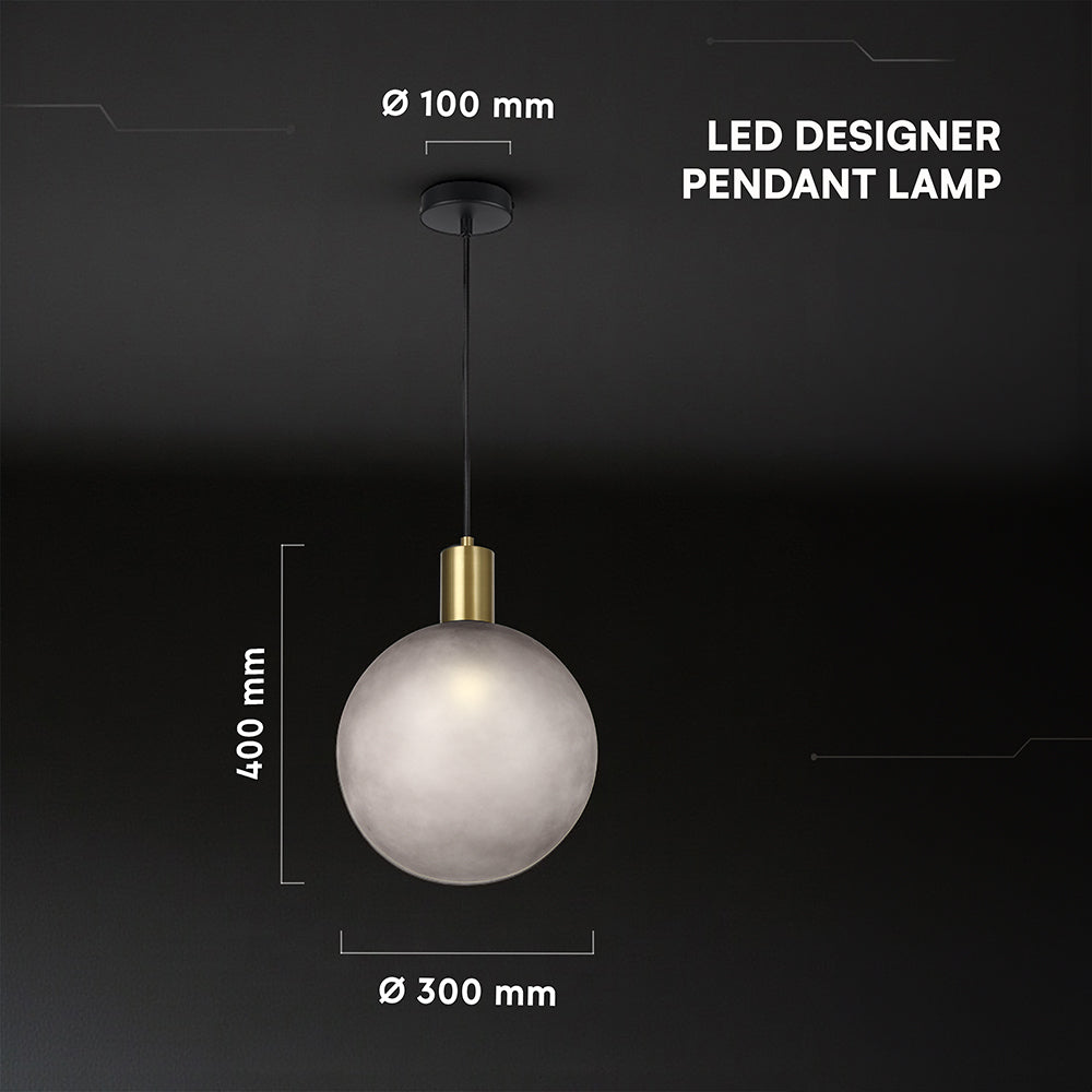 Lampa Wisząca / Gniazdo: E27 / Klosz: Kula / Szary + Brązowy