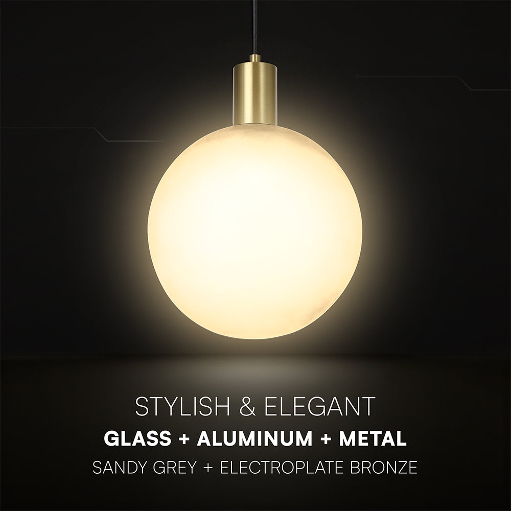 Lampa Wisząca / Gniazdo: E27 / Klosz: Kula / Szary + Brązowy