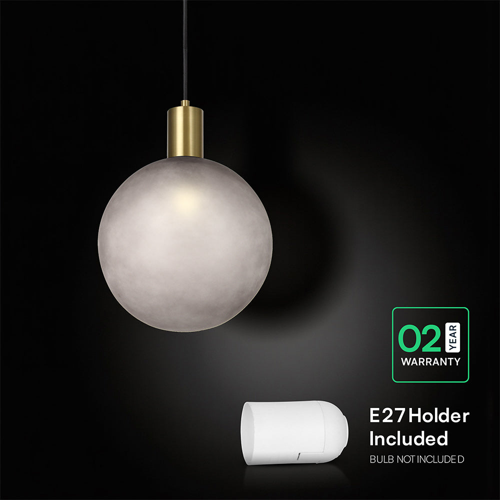 Lampa Wisząca / Gniazdo: E27 / Klosz: Kula / Szary + Brązowy