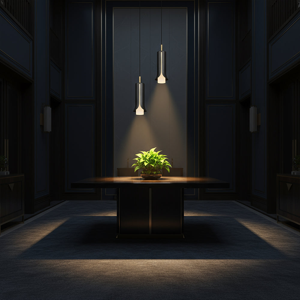 2x5W Lampa Wisząca / Barwa: 3000K / Klosz: Tuba / Czarny + Złoto