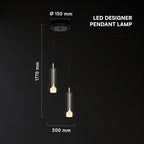 2x5W Lampa Wisząca / Barwa: 3000K / Klosz: Tuba / Czarny + Złoto