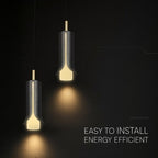 2x5W Lampa Wisząca / Barwa: 3000K / Klosz: Tuba / Czarny + Złoto