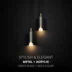 2x5W Lampa Wisząca / Barwa: 3000K / Klosz: Tuba / Czarny + Złoto