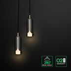 2x5W Lampa Wisząca / Barwa: 3000K / Klosz: Tuba / Czarny + Złoto