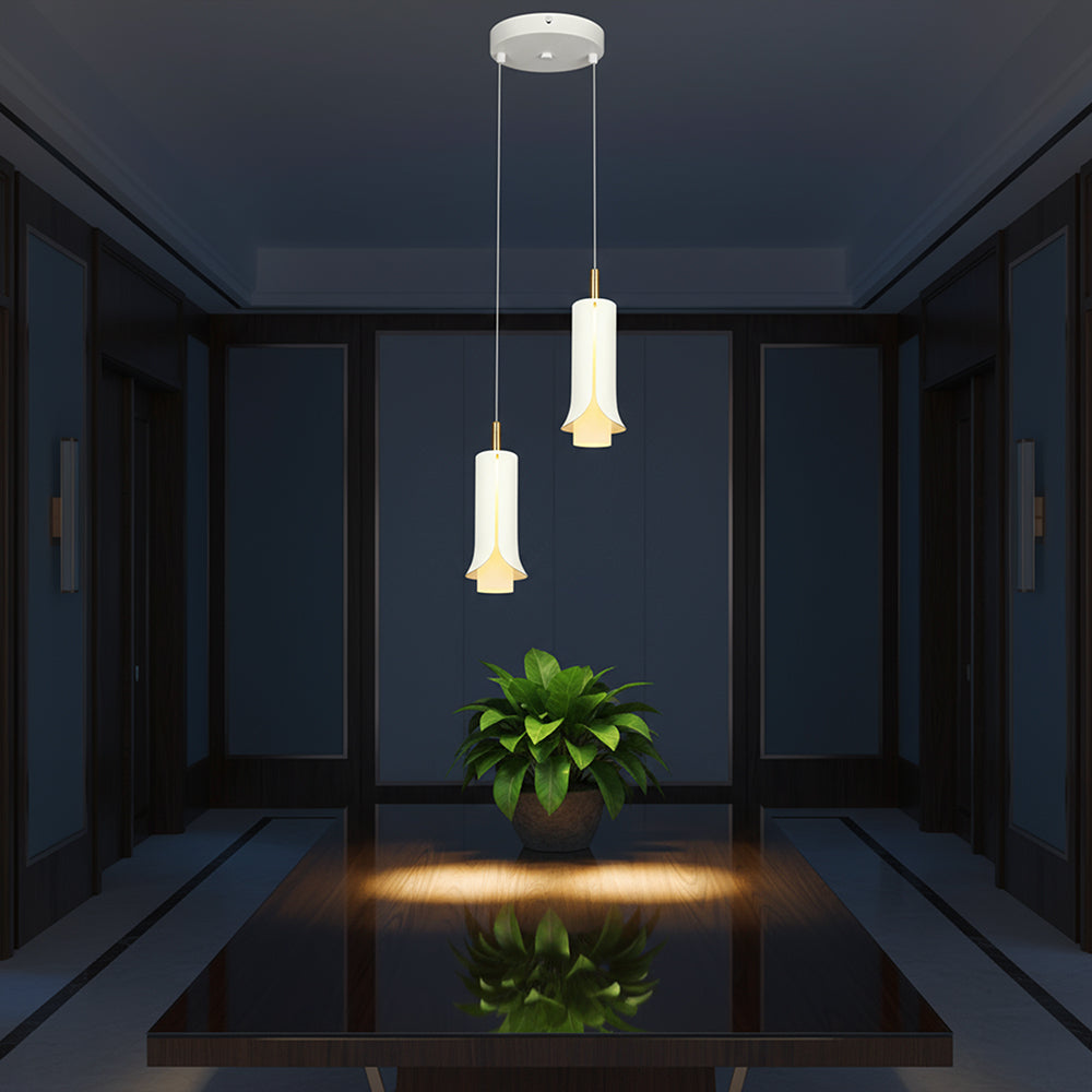 2x5W Lampa Wisząca / Barwa: 3000K / Klosz: Tuba / Biały + Złoto