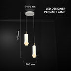 2x5W Lampa Wisząca / Barwa: 3000K / Klosz: Tuba / Biały + Złoto