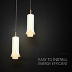 2x5W Lampa Wisząca / Barwa: 3000K / Klosz: Tuba / Biały + Złoto
