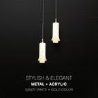 2x5W Lampa Wisząca / Barwa: 3000K / Klosz: Tuba / Biały + Złoto