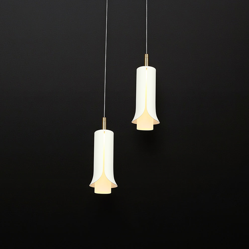 2x5W Lampa Wisząca / Barwa: 3000K / Klosz: Tuba / Biały + Złoto
