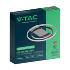 36W Dekoracyjna lampa sufitowa LED / Barwa: 3w1 / Sterowanie: Pilot / Obudowa: Czarna / IP20