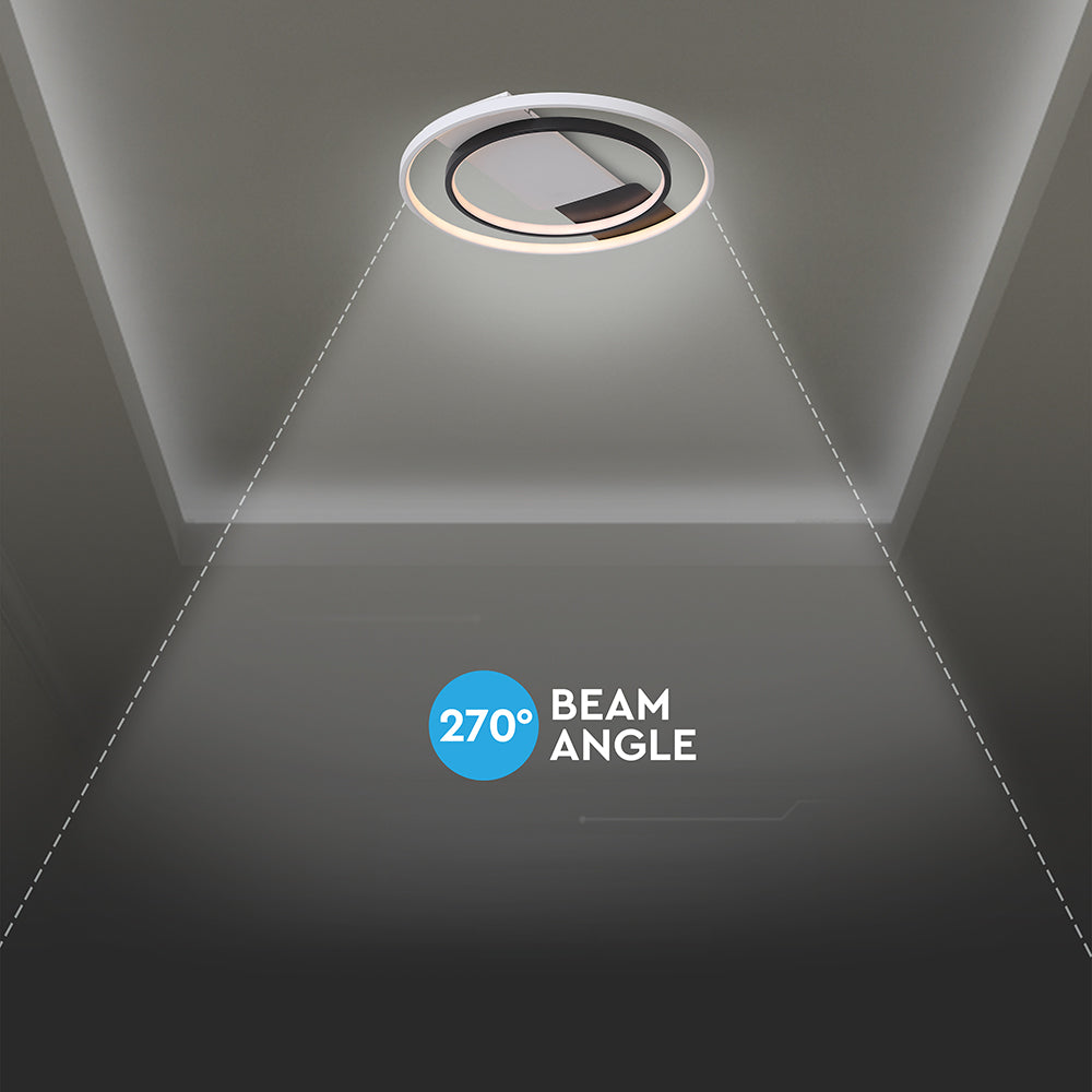 36W Dekoracyjna lampa sufitowa LED / Barwa: 3w1 / Sterowanie: Pilot / Obudowa: Czarna / IP20