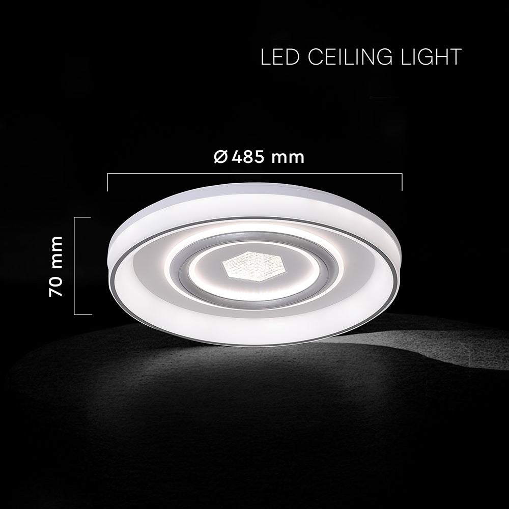 36W Dekoracyjna lampa sufitowa LED / Barwa: 3w1 / Sterowanie: Pilot / Obudowa: Biała / IP20