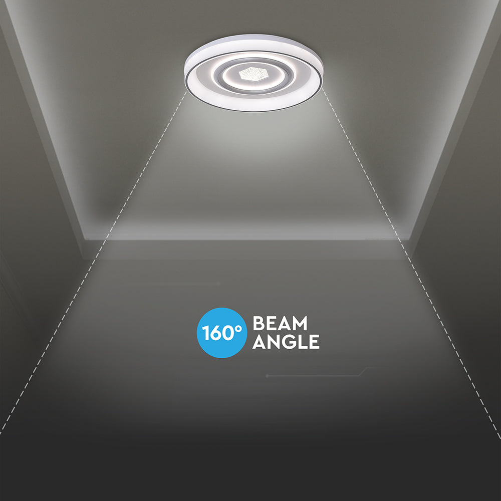 36W Dekoracyjna lampa sufitowa LED / Barwa: 3w1 / Sterowanie: Pilot / Obudowa: Biała / IP20