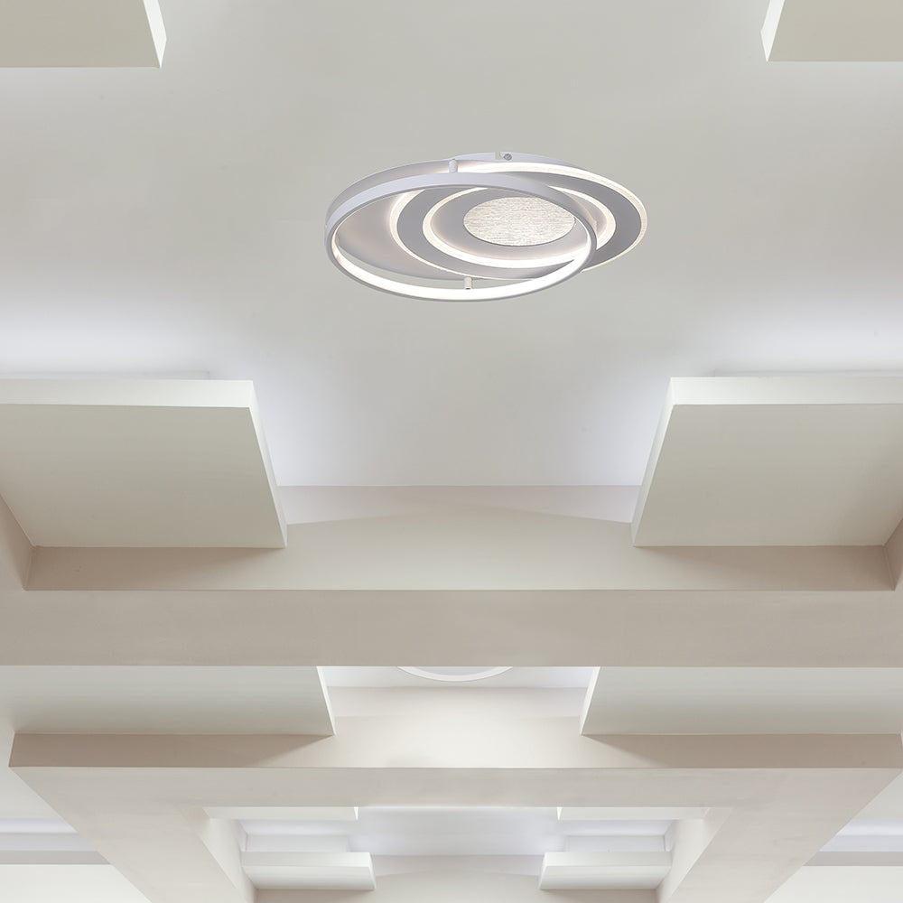 48W Dekoracyjna lampa sufitowa LED / Barwa: 3w1 / Sterowanie: Pilot / Obudowa: Biała / IP20