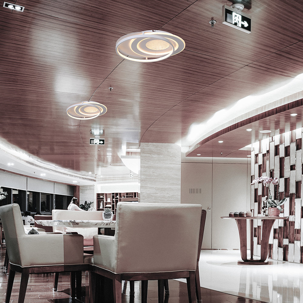 48W Dekoracyjna lampa sufitowa LED / Barwa: 3w1 / Sterowanie: Pilot / Obudowa: Biała / IP20