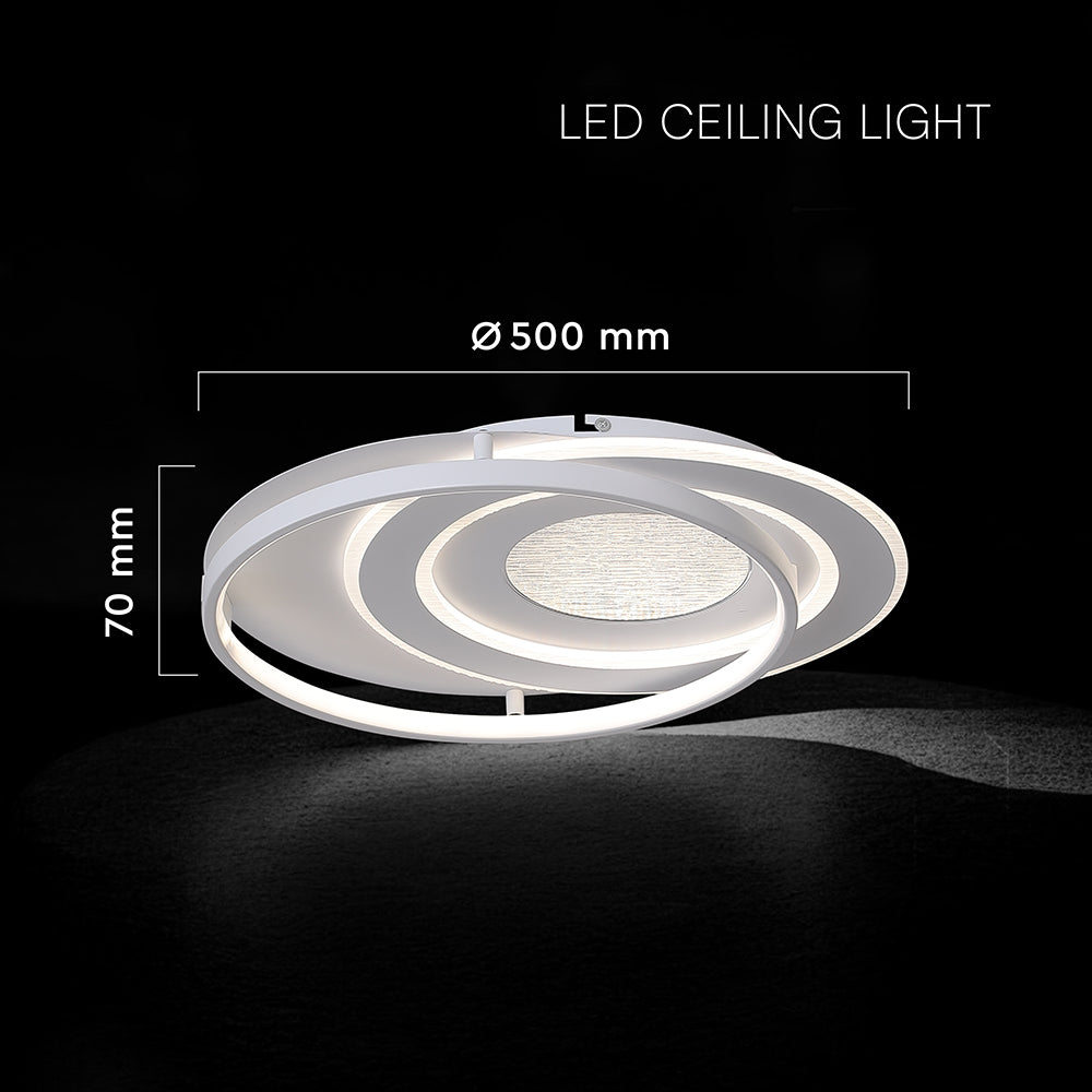 48W Dekoracyjna lampa sufitowa LED / Barwa: 3w1 / Sterowanie: Pilot / Obudowa: Biała / IP20