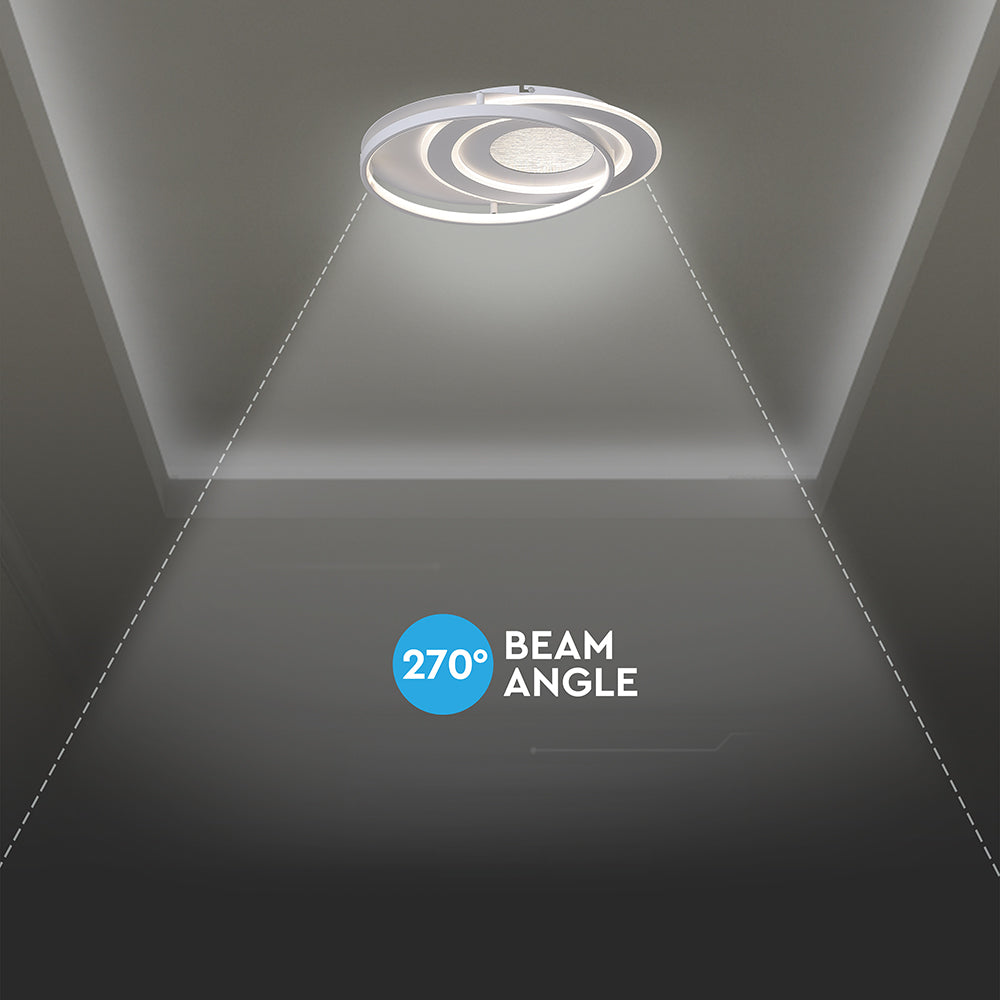 48W Dekoracyjna lampa sufitowa LED / Barwa: 3w1 / Sterowanie: Pilot / Obudowa: Biała / IP20